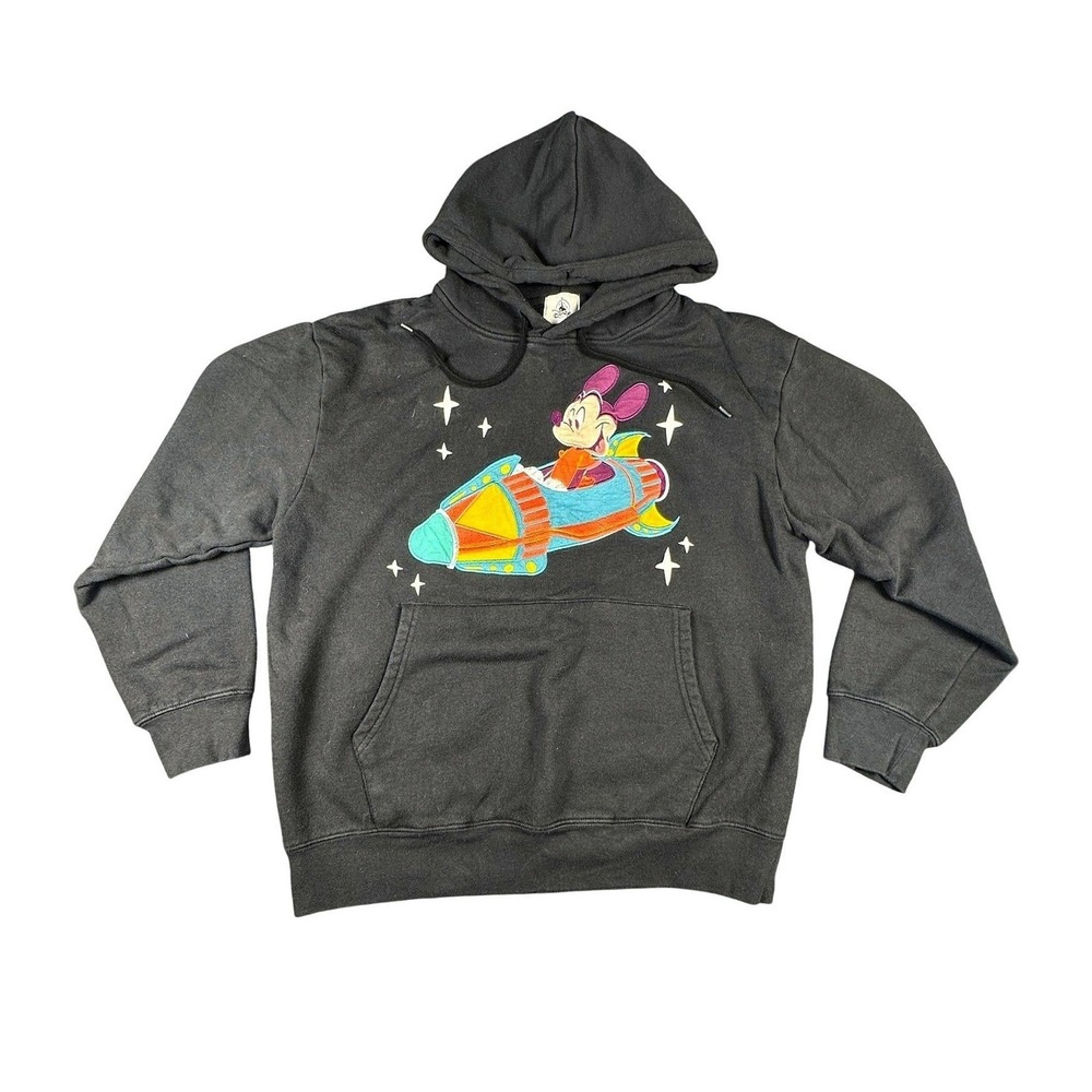 Disneyland Mickey Mouse Astro Orbiter Hoodie Black Graphic Heavyweight M Unisex